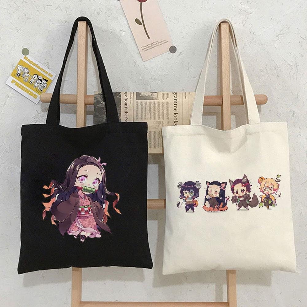 totebag desain demon slayer hasil printing sublimasi