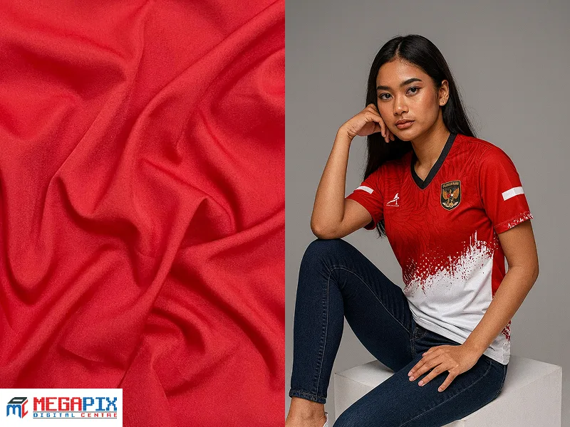 kain merahbeserta contoh penggunaannya di jersey olahraga