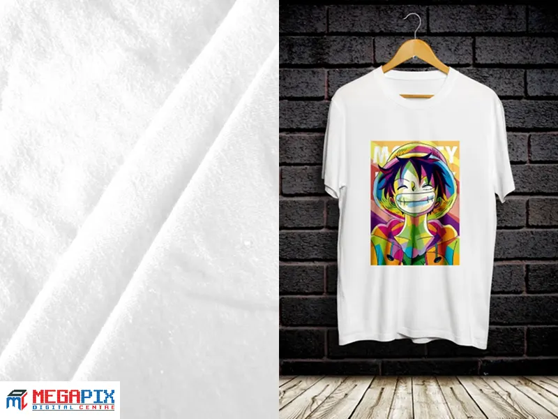 kain putih beserta contoh penggunaannya di kaos custom