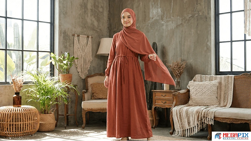 contoh gamis kerut pinggang