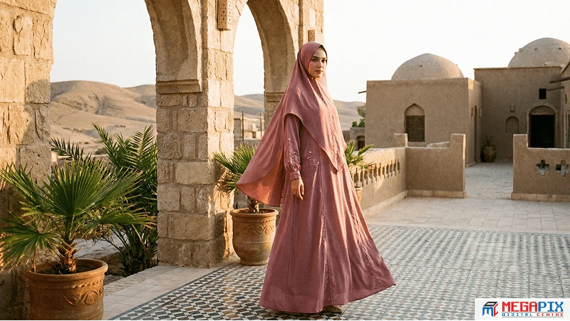 contoh gamis khimar syar'i