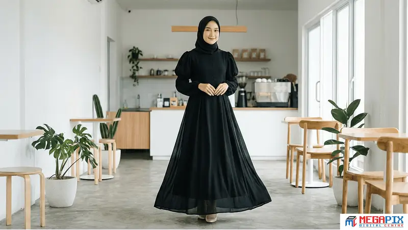 contoh gamis lengan balon