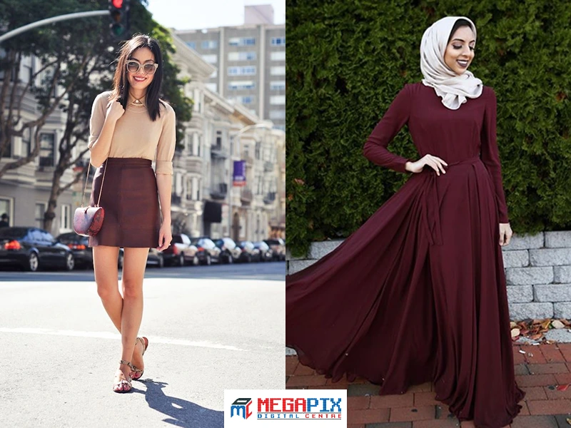 contoh perpaduan nude dan burgundy