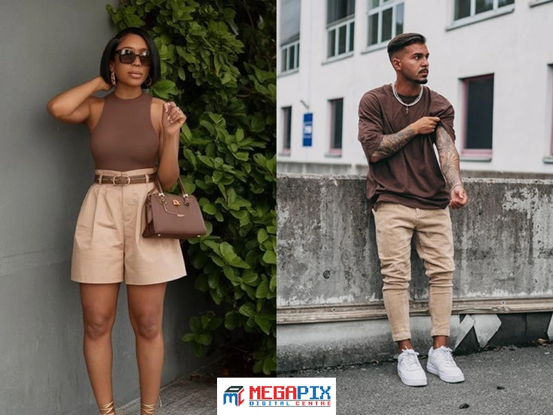 contoh perpaduan nude dan cokelat tua