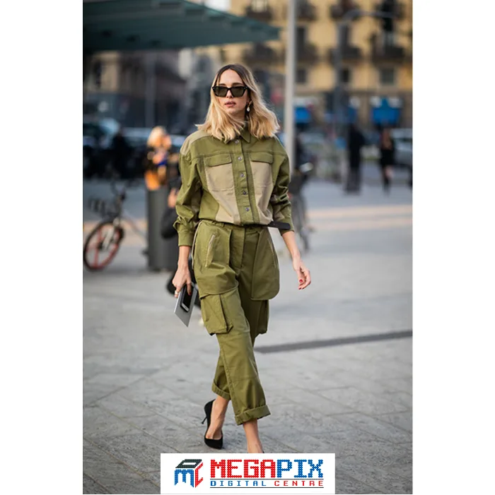 contoh fashion warna olive green